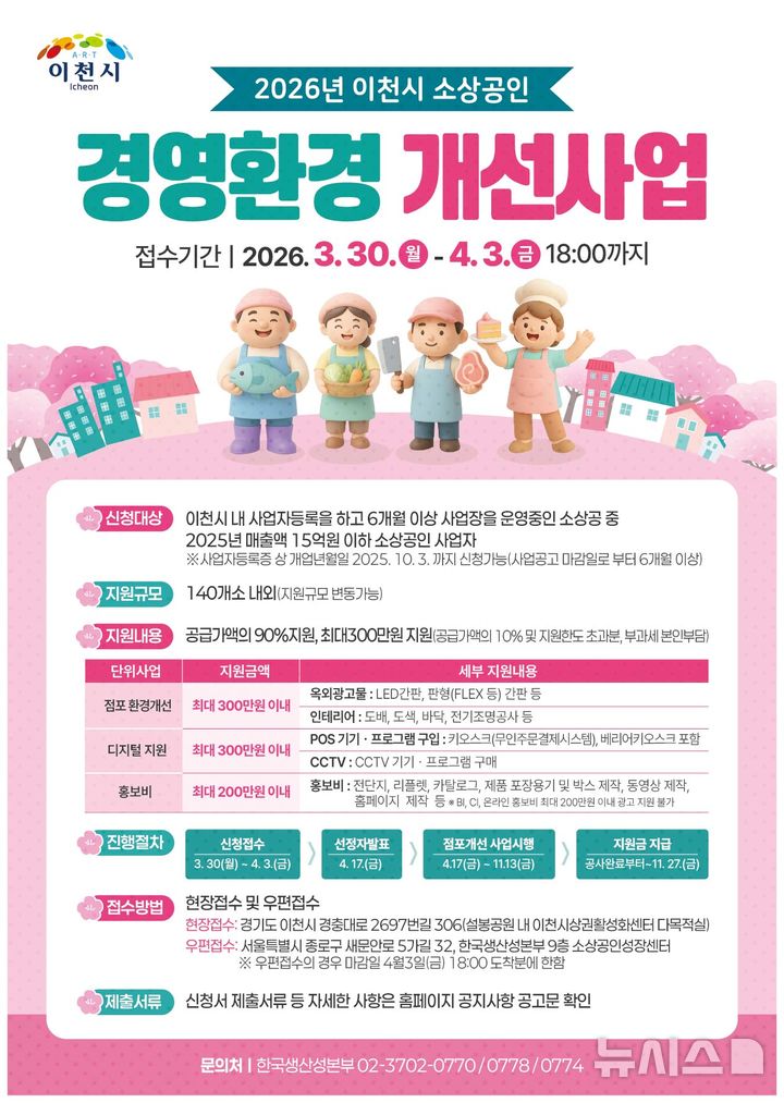 이천시, 소상공인 경영환경개선사업 96→140개 점포 확대 - 뉴스 썸네일 이미지