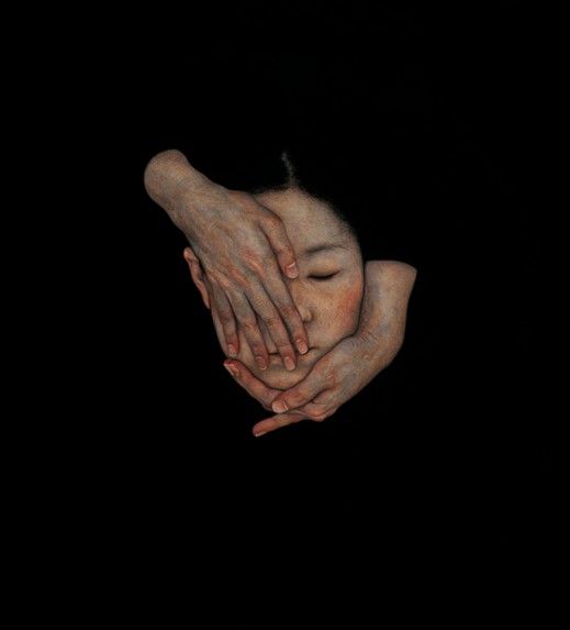 이진주, <관계-정오의 어둠>, 2024, 광목에 수간채색, 이정배 블랙, 60 x 50 cm *재판매 및 DB 금지