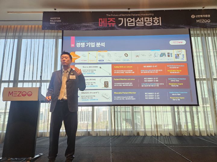 [서울=뉴시스] 송종호 기자= 메쥬는 9일 박정환 대표 및 임직원이 참여한 가운데 서울 여의도 콘래드 호텔에서 기업설명회를 개최하고 코스닥 상장을 통한 햔후 전략과 비전을 밝혔다. 2026.03.09. song@newsis.com *재판매 및 DB 금지