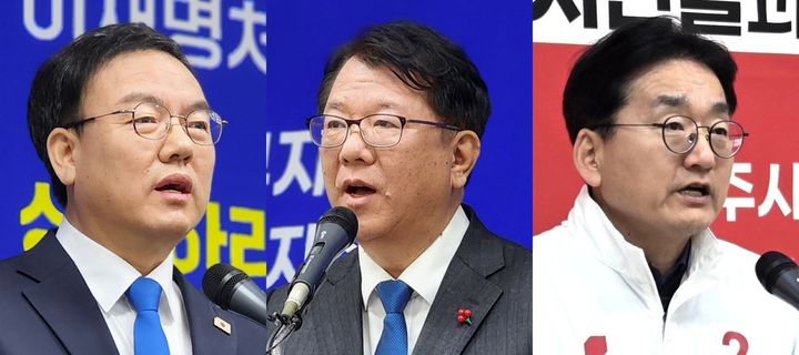 [청주=뉴시스] 왼쪽부터 더불어민주당 박완희·서민석 예비후보, 국민의힘 손인석 예비후보. (기호·이름 가나다순). photo@newsis.com *재판매 및 DB 금지