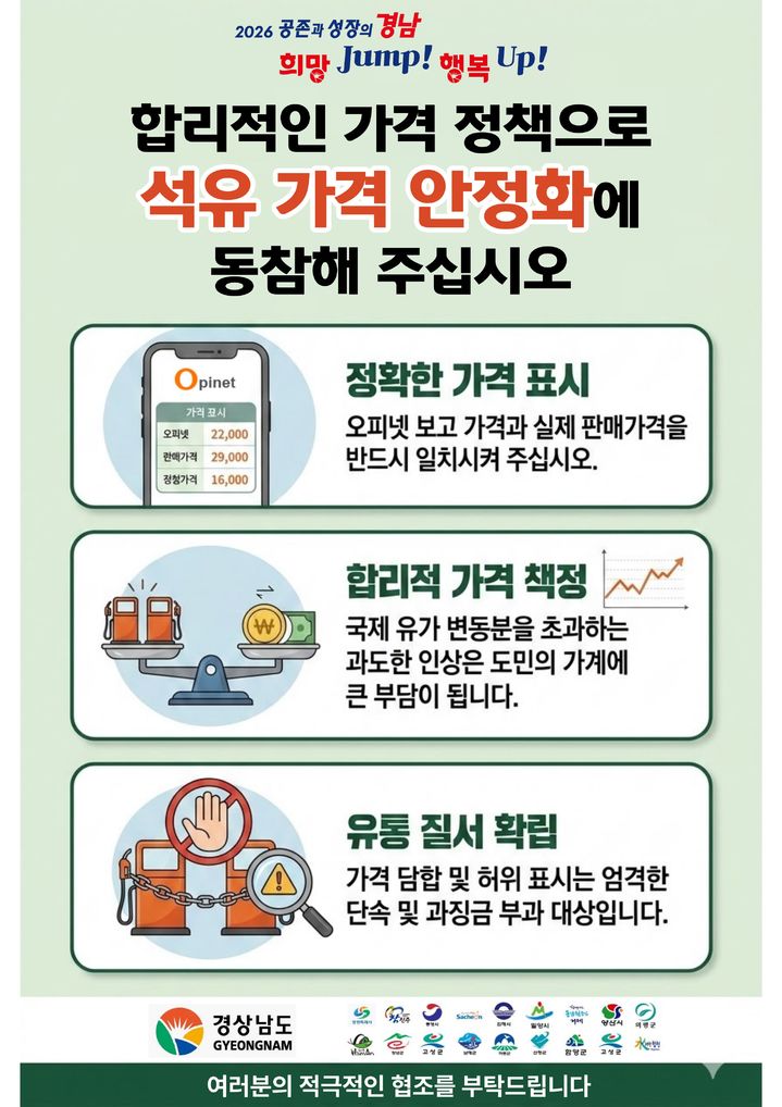 경남도의 석유 가격 안정화 홍보물. *재판매 및 DB 금지