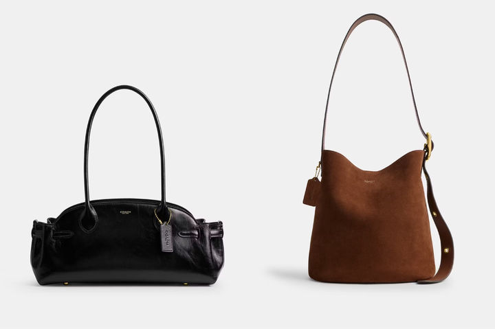 [서울=뉴시스] 로고 크기를 줄이고 미니멀한 디자인을 앞세운 코치의 가방. '엠파리어 캐리올백'과 '블리커 버킷백'(오른쪽) (사진=코치) 2026.03.09. photo@newsis.com *재판매 및 DB 금지