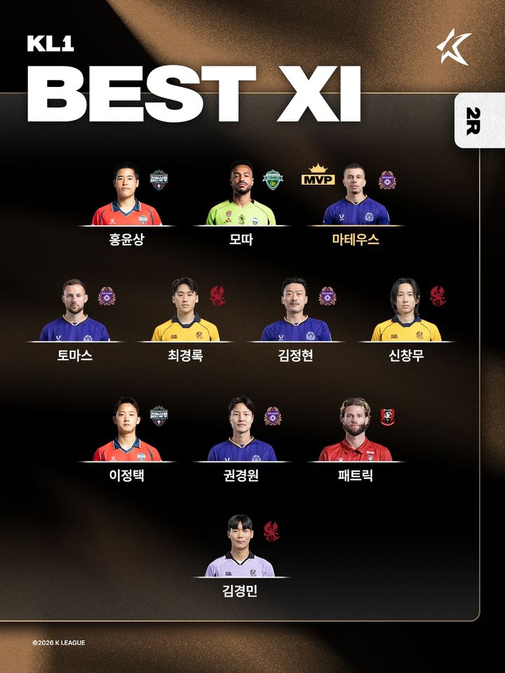 [서울=뉴시스] 하나은행 K리그1 2026 2라운드 베스트11. (사진=한국프로축구연맹 제공) *재판매 및 DB 금지