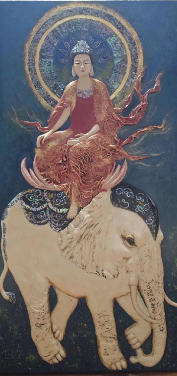 [수원=뉴시스]곱슬리作 '흰코끼리의 춤'(사진=명상미술전 사무국 제공)2026.03.10.photo@newsis.com *재판매 및 DB 금지