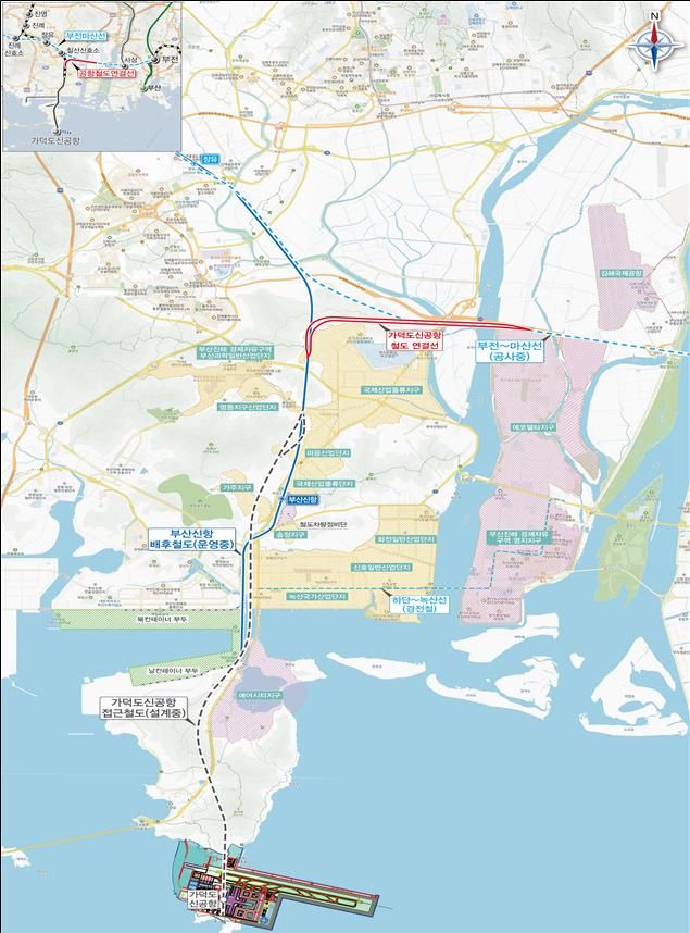 [울산=뉴시스] 울산시는 10일 열린 기획예산처 제3차 재정사업평가위원회 심의에서 ‘가덕도 신공항 철도연결선 구축사업’이 예비타당성조사를 최종 통과했다고 밝혔다. 사진은 노선위치도. (사진= 울산시 제공) 2026.03.10.photo@newsis.com *재판매 및 DB 금지