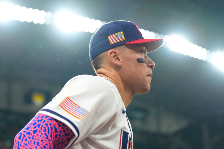[휴스턴=AP/뉴시스] 2026 월드베이스볼클래식(WBC) 미국 야구 대표팀의 주장 애런 저지. 2026.03.11.
