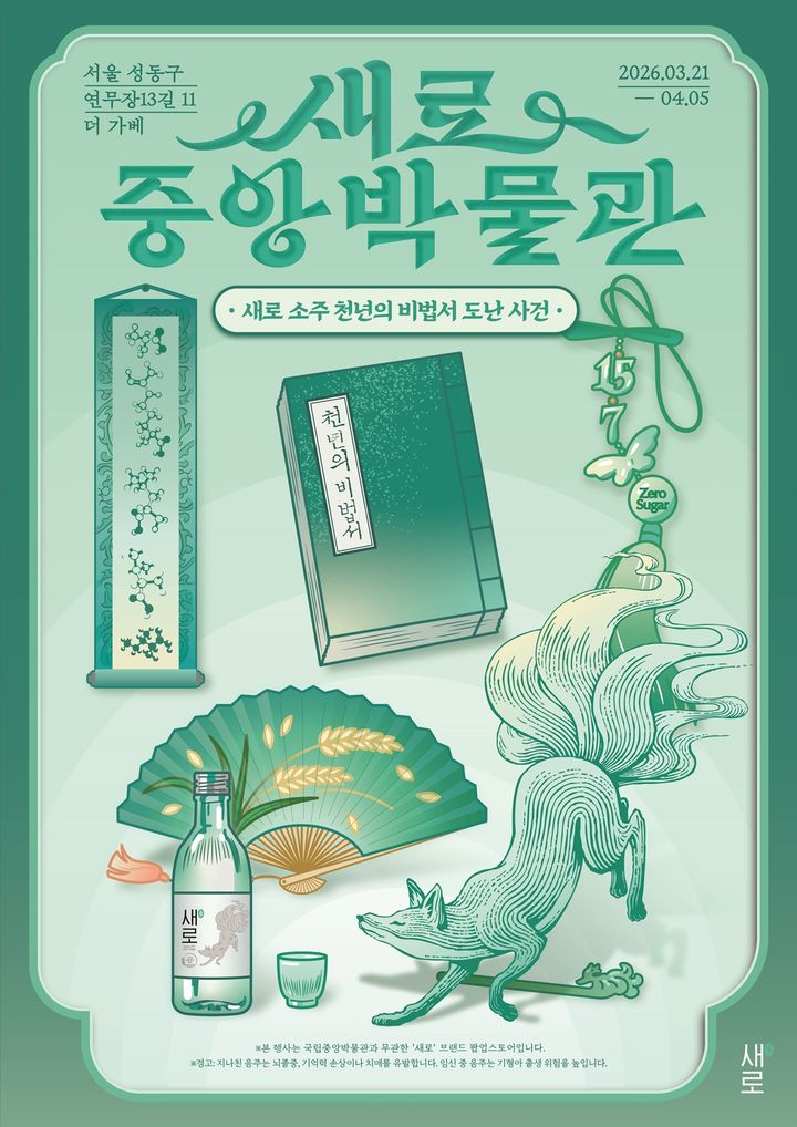 [서울=뉴시스] 제로 슈거 소주 '새로'가 '새로중앙박물관' 팝업스토어를 운영한다고 밝혔다. (사진=롯데칠성음료 제공) *재판매 및 DB 금지