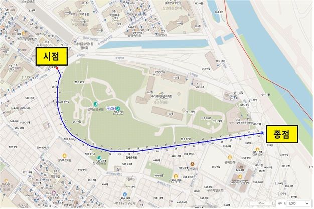 검배공원로 위치도. (사진=구리시 제공) photo@newsis.com *재판매 및 DB 금지