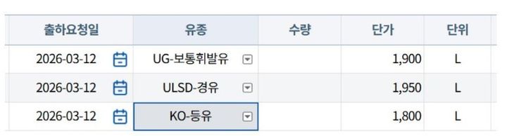 현직 주유소 사장이 "주유소가 정유사에 기름 사려면 줘야되는 가격"이라고 올린 단가표. 사진 보배드림 게시판 캡처 *재판매 및 DB 금지