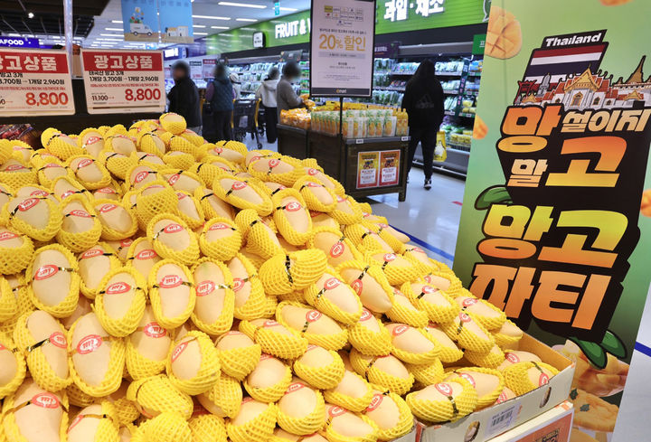 [서울=뉴시스] 이마트 용산점 망고 매대 (사진= 이마트 제공) 2026.03.12. photo@newsis.com *재판매 및 DB 금지