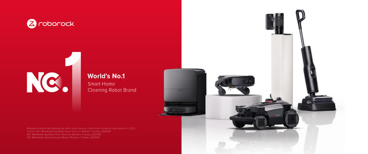 [서울=뉴시스] 글로벌 시장조사기관 IDC가 발표한 '2025년 전 세계 분기별 스마트 청소 로봇 추적 보고서'에 따르면 로보락은 로봇청소기와 로봇 잔디깎이 등을 포함한 가정용 청소 로봇 전체 카테고리에서 연간 출하량 580만대, 시장 점유율 17.7%를 기록하며 글로벌 1위에 올랐다. (사진=로보락 제공) *재판매 및 DB 금지