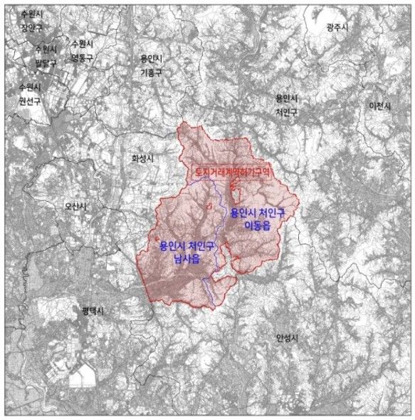 [서울=뉴시스] 용인 반도체 국가산단 및 용인이동 공공주택지구 토지거래계약 허가구역 지형도면 (사진=국토교통부) 2026. 3. 13. *재판매 및 DB 금지