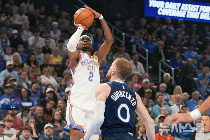 [오클라호마시티=AP/뉴시스] 미국프로농구(NBA) 오클라호마시티 선더의 셰이 길저스 알렉산더. 2026.03.15.