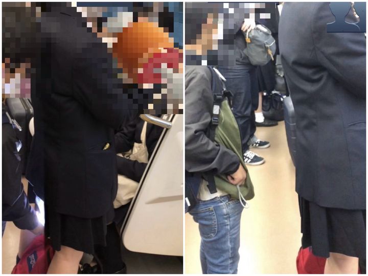 [뉴시스] 일본 사회관계망서비스(SNS)에서 미성년자로 추정되는 남학생이 여학생을 몰래 촬영하는 장면이 담긴 사진이 확산되며 논란이 일고 있다. (사진=엑스 캡처) *재판매 및 DB 금지