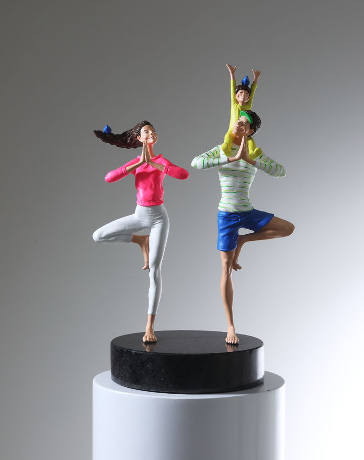 Yoga family, Acrylic on bronze, 20×20×40(h)cm, 2022, (4,000,000) *재판매 및 DB 금지
