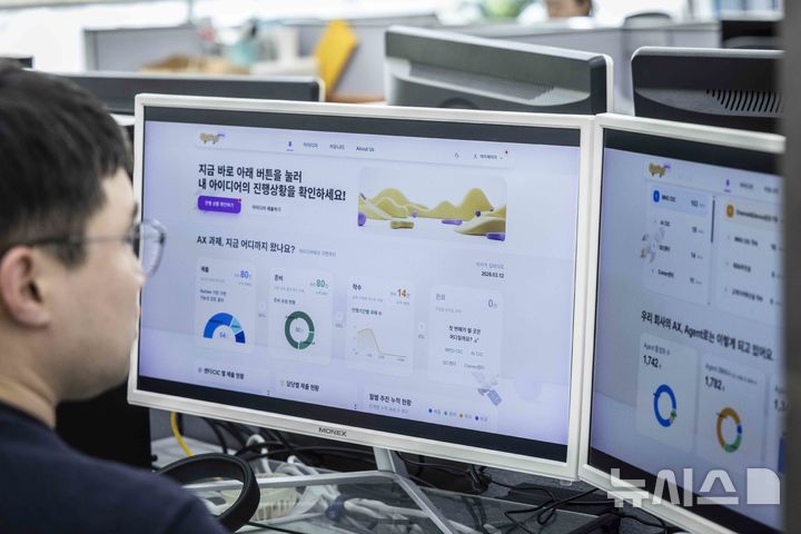 [서울=뉴시스]SK텔레콤은 비개발직군을 포함한 모든 구성원이 본인업무에 특화된 AI를 만든다는 1인 1 AI에이전트 목표와 함께 지원시스템 오픈, 구성원 교육 등 상세 로드맵을 16일 사내에 공개했다. 사진은 SK텔레콤 구성원이 전용 플랫폼 ‘AXMS’를 활용해 업무 현장에 적용할 AI 과제를 구체화하고 있는 모습. (사진=SK텔레콤 제공)