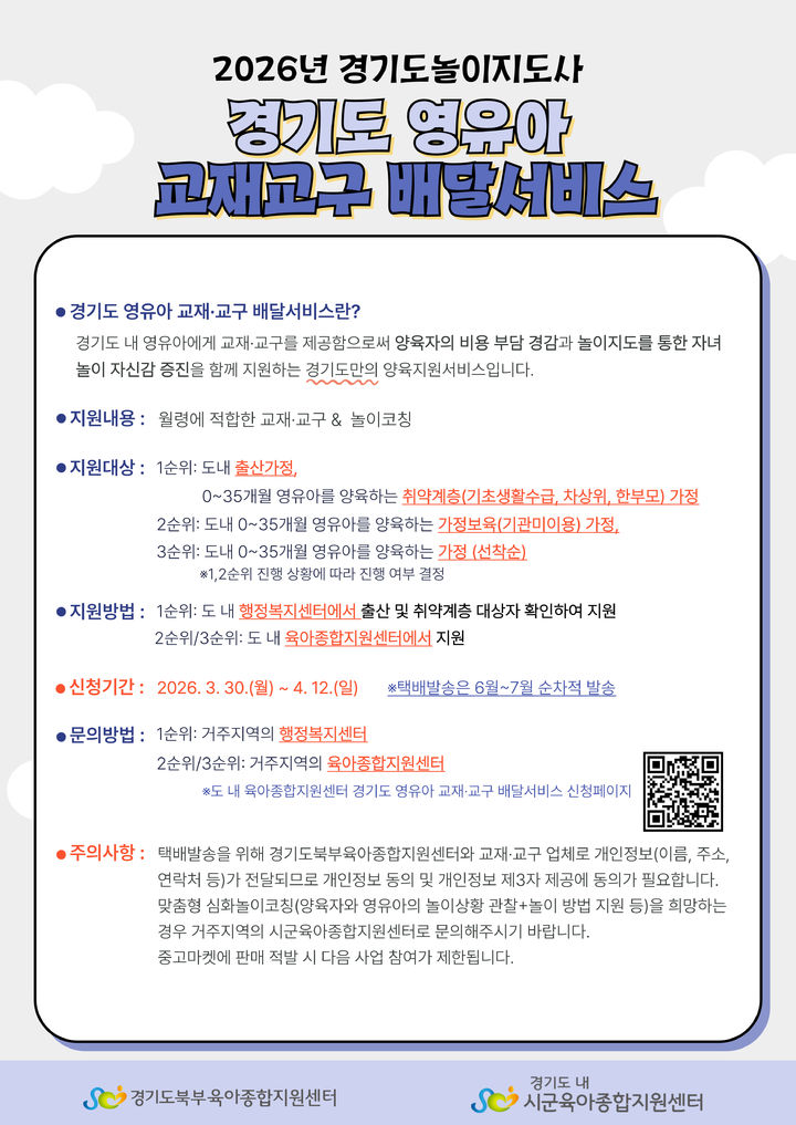 '영유아 교재·교구 지원'(사진=경기도 제공) *재판매 및 DB 금지