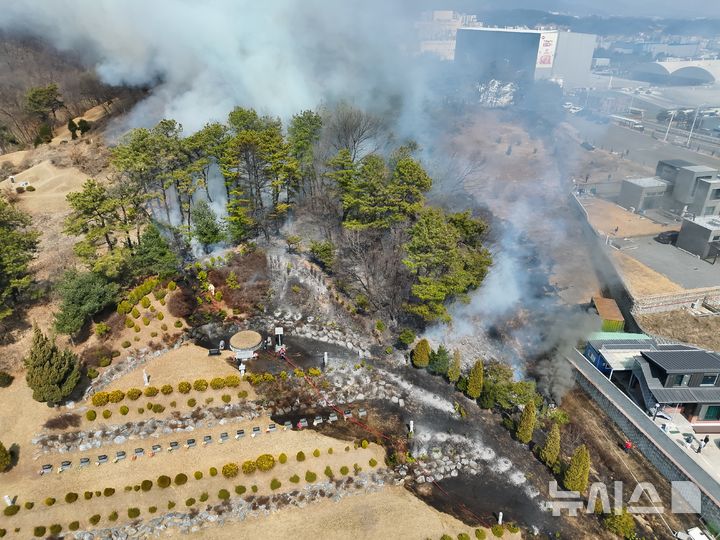 [진천=뉴시스] 산불 현장 (사진= 진천소방서 제공) 2026.03.17. photo@newsis.com *재판매 및 DB 금지