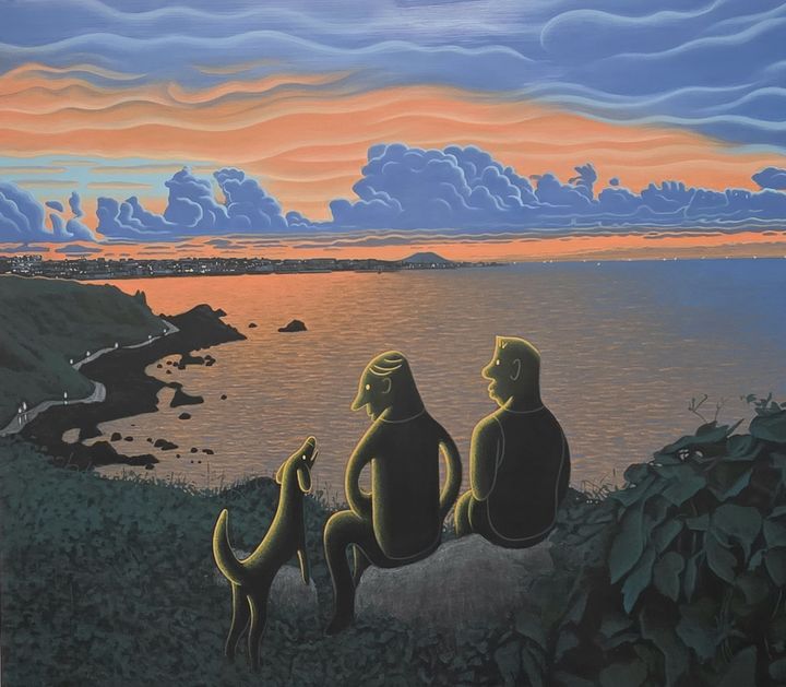 제주 애월읍 풍경을 담은 작품은 인물의 캐릭터가 빛을 받은 듯 노란색 윤곽선이 돋보인다.&nbsp; *재판매 및 DB 금지