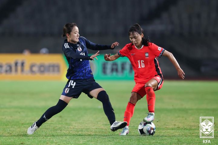 [서울=뉴시스] 2025 동아시아축구연맹(EAFF) E-1 챔피언십(동아시안컵) 당시 일본전에 출전한 한국 여자 축구 국가대표 장슬기. (사진=대한축구협회 제공) *재판매 및 DB 금지