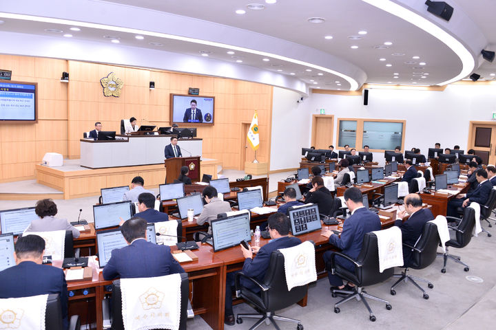 [여수=뉴시스] 18일 여수시의회에서 제254회 임시회 1차 본회의가 열리고 있다. (사진=여수시의회 제공) 206.03.18. photo@newsis.com *재판매 및 DB 금지