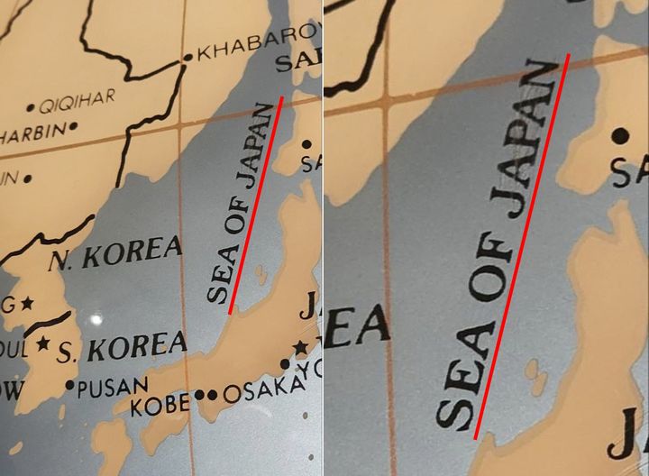 [서울=뉴시스] 그리니치 천문대에 표기된 일본해 (사진=서경덕 교수팀 제공:) 2026.03.19. photo@newsis.com *재판매 및 DB 금지