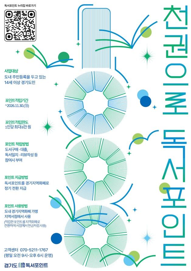 경기도, '천권으로 독서포인트' 개편…적립금·사용처 확대