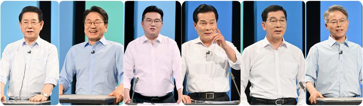 더불어민주당 전남광주특별시장 예비경선 후보. 왼쪽부터 김영록·강기정·정준호·주철현·신정훈·민형배 후보. (사진=뉴시스DB) *재판매 및 DB 금지