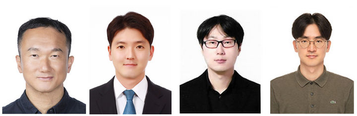 [서울=뉴시스]우주항공용 AI뉴로모픽 반도체 기술 검증 주요 연구진. (왼쪽부터) 한국원자력연구원 강창구 박사(공동교신저자), 이용수박사 (공동교신저자) 충북대학교 박우진 박사 (제1저자), 조병진 교수(공동교신저자). (사진=과기정통부 제공) *재판매 및 DB 금지