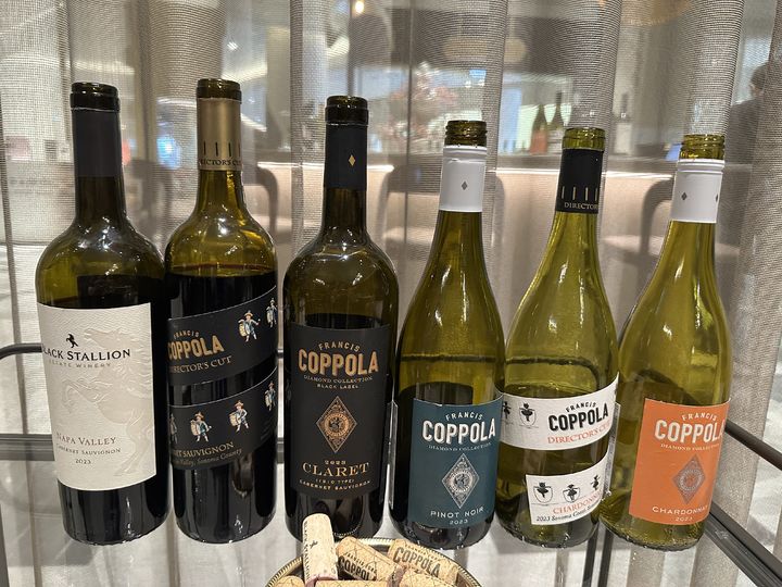 왼쪽부터 ▲블랙 스탈리온 나파 카베르네소비뇽 2023 ▲코폴라 디렉터스 컷 알랙산더 밸리 카베르네소비뇽 2021 ▲코폴라 다이아몬드 컬렉션 클라렛 2023 ▲코폴라 다이아몬드 컬렉션 피노누아 2023 ▲코폴라 디렉터스 컷 소노마 코스트 샤르도네 2023 ▲코폴라 다이아몬드 컬렉션 샤르도네 2023 *재판매 및 DB 금지