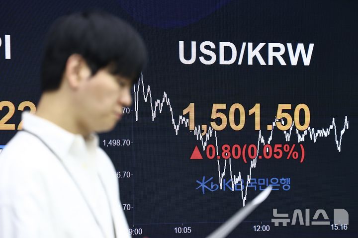 [서울=뉴시스] 김명년 기자 = 19일 오후 서울 여의도 KB국민은행 스마트딜링룸에서 딜러들이 업무를 보고 있다. 코스피는 전 거래일(5925.03)보다 161.81포인트(2.73%) 하락한 5763.22에 마감했다. 코스닥 지수는 전 거래일(1164.38)보다 20.90포인트(1.79%) 내린 1143.48에 거래를 마쳤다. 원·달러 환율은 전 거래일(1483.1원)보다 17.9원 오른 1501.0원에 주간 거래를 마감했다. 2026.03.19. kmn@newsis.com
