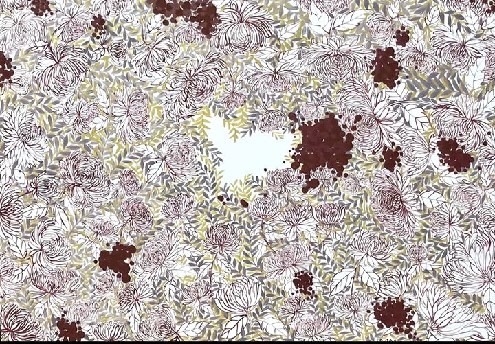 정원이야기II, 72.7×90.9cm, 캔버스에 아크릴릭, 단청물감, 100만원 *재판매 및 DB 금지