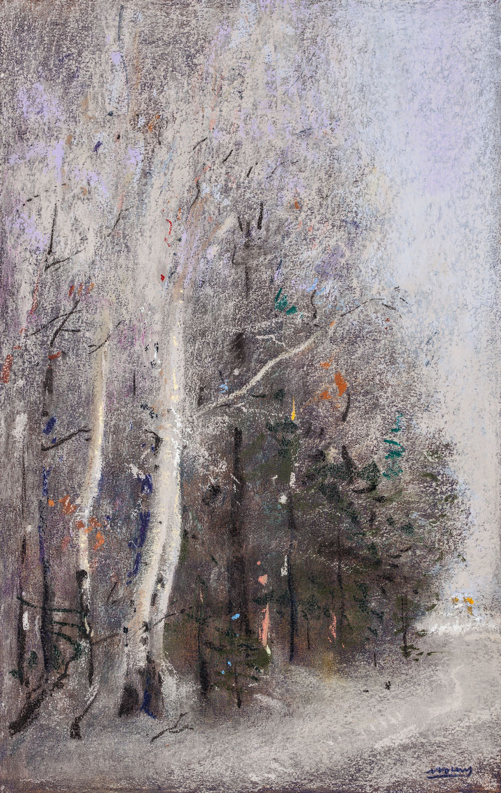 겨울-자작나무, Pastel on paper, 53×33.3cm, 2016, 300만원 *재판매 및 DB 금지