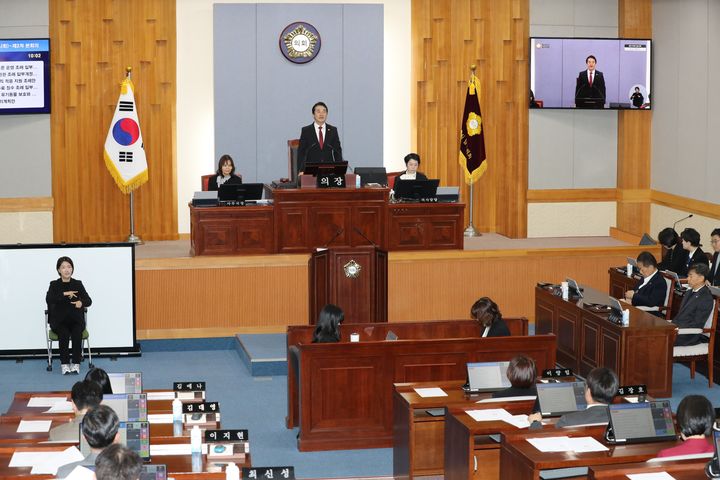 [울산=뉴시스] 20일 울산 남구의회 본회의장에서 제276회 임시회 제2차 본회의가 진행되고 있다. (사진=울산 남구의회 제공) 2026.03.20. photo@newsis.com *재판매 및 DB 금지