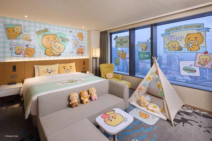 [서울=뉴시스] 서울드래곤시티 라이언 춘식이 테마 객실. (사진=서울드래곤시티 제공) *재판매 및 DB 금지