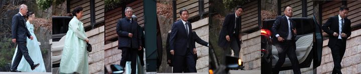 [서울=뉴시스] 배훈식 기자 = 故 정주영 현대그룹 명예회장의 25주기 추모제사가 열린 20일 오후 서울 종로구 청운동 정 명예회장 옛 자택에 범 현대가 식구들이 들어가고 있다. 왼쪽부터 정의선 현대자동차그룹 회장, 현정은 현대그룹 회장, 정몽준 아산재단 이사장, 정몽윤 현대해상화재보험 회장, 정기선 HD현대 회장, 정일선 현대비앤지스틸 사장, 정대선 HN 사장. 2026.03.20. dahora83@newsis.com *재판매 및 DB 금지