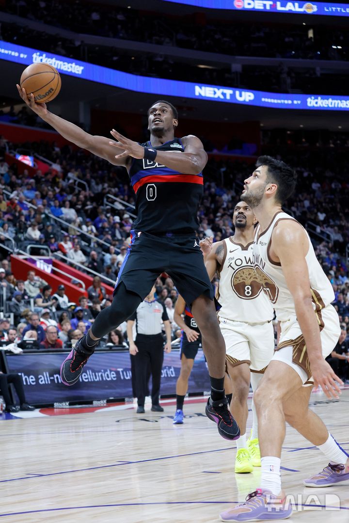 [디트로이트=AP/뉴시스] 미국프로농구(NBA) 디트로이트 피스턴스의 제일런 듀런. 2026.03.21.