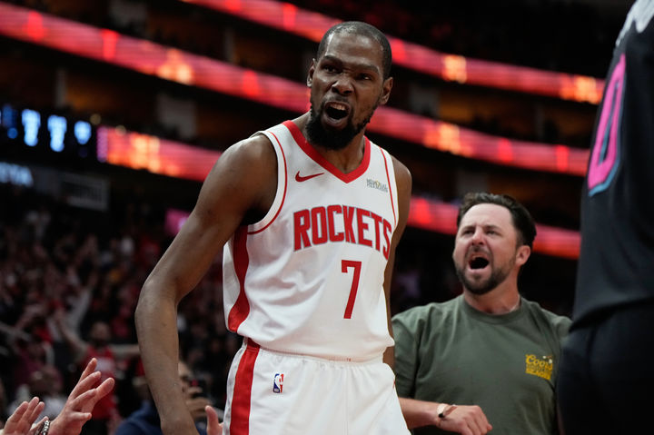 [휴스턴=AP/뉴시스] 미국프로농구(NBA) 휴스턴 로키츠의 케빈 듀랜트. 2026.03.22