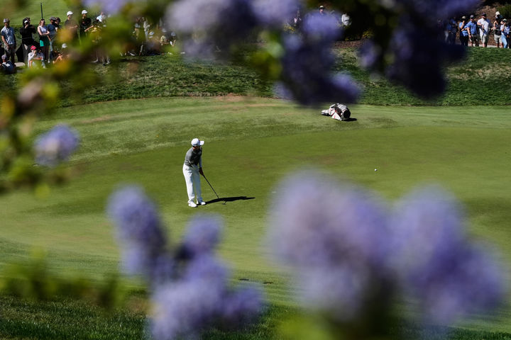 [캘리포니아=AP/뉴시스] 김효주가 22일(현지 시간) 미국 캘리포니아주 멘로파크의 샤론하이츠 골프 앤드 컨트리클럽(파72)에서 열린 미국여자프로골프(LPGA) 투어 포티넷 파운더스컵 최종라운드 2번홀에서 퍼팅하고 있다. 2026.03.23.