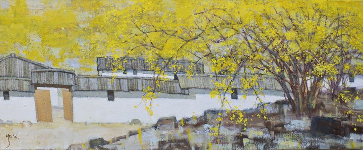 산수유, 72.7×30.5cm, Oil on canvas, 2026, 460만원 *재판매 및 DB 금지