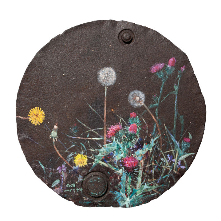 추억놀이, 55×55cm, Mixed media, 2025, 500만원 *재판매 및 DB 금지