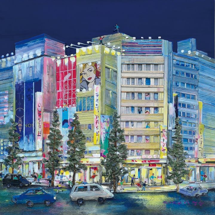 City story-03, 62×61cm, Canvas on acrylic, book, mixed media, 2023, 500만원 *재판매 및 DB 금지