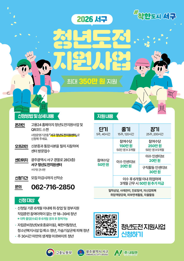 [광주=뉴시스]광주 서구 '청년도전지원사업' 공모 포스터. (사진=서구 제공) 2026.03.23. photo@newsis.com *재판매 및 DB 금지