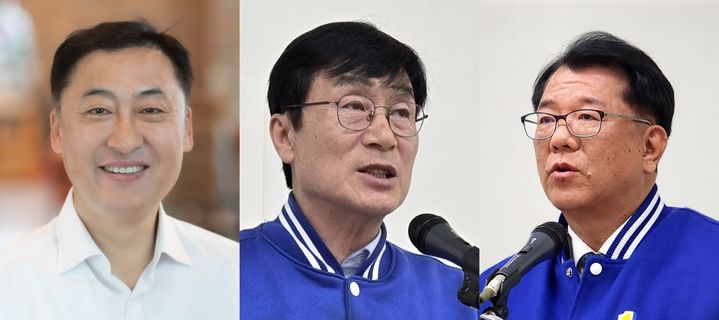 [청주=뉴시스] 왼쪽부터 김학관, 이장섭, 서민석 더불어민주당 청주시장 선거 예비후보. photo@newsis.com *재판매 및 DB 금지