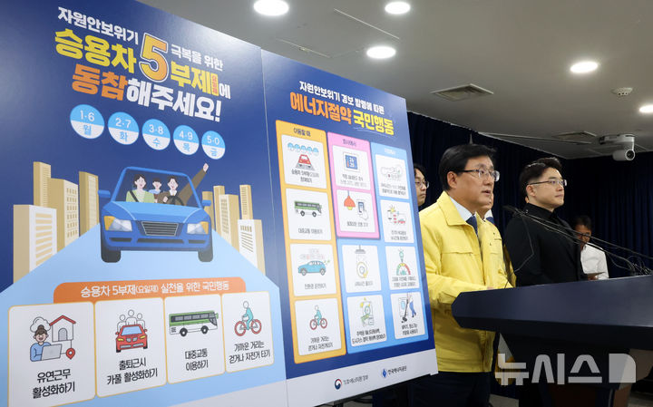 [서울=뉴시스] 추상철 기자 = 김성환 기후에너지환경부 장관이 24일 오전 서울 종로구 정부서울청사에서 중동상황에 따른 에너지 절약 조치 발표 브리핑을 하고 있다. 2026.03.24. scchoo@newsis.com