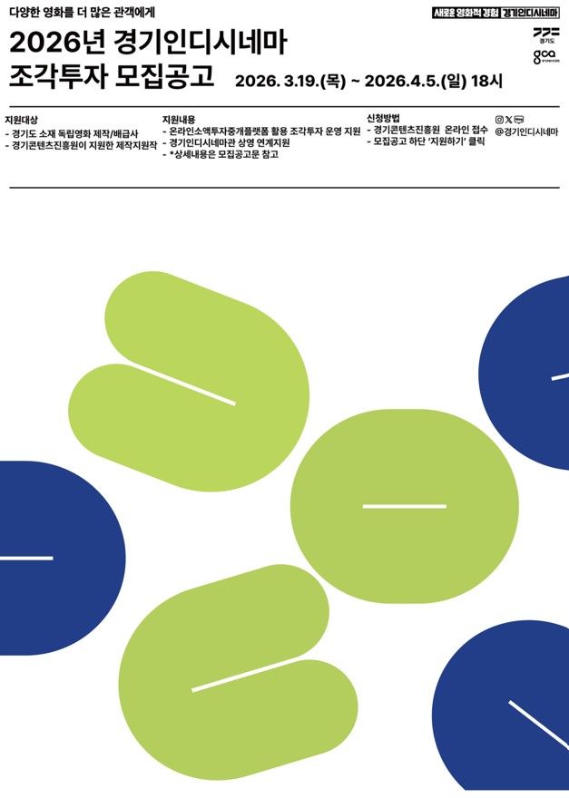 '경기인디시네마 조각투자' 독립영화 모집…내달 6일까지