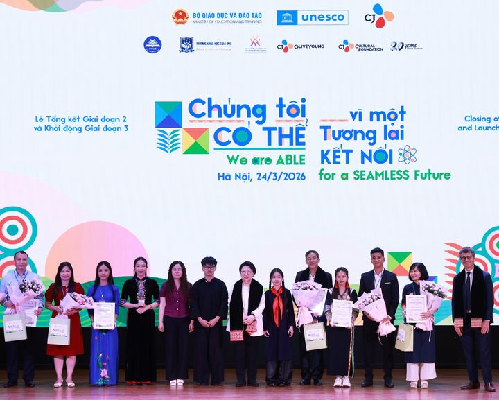 CJ는 24일 베트남 하노이 국립 교육대학교에서 베트남 정부와 유네스코 관계자, 학생 등 1,000여 명이 참석한 가운데 ‘We Are ABLE Phase 3’ 출범식을 진행했다. (사진=CJ 제공) *재판매 및 DB 금지