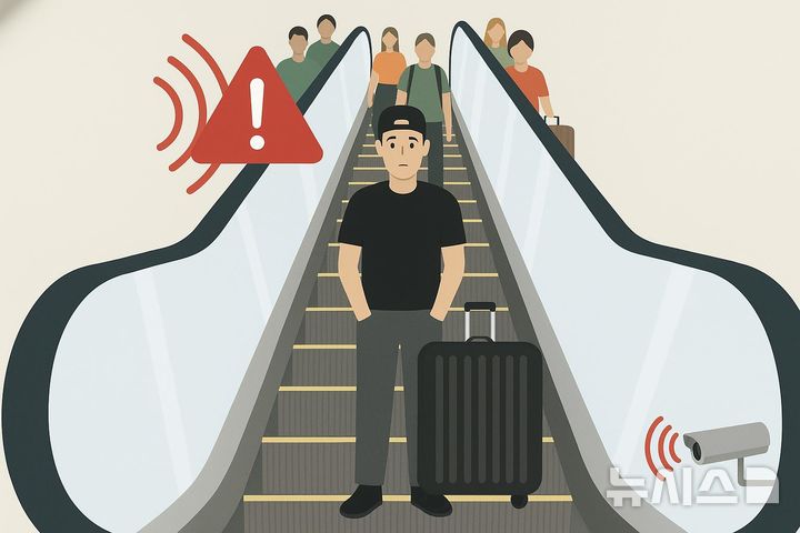 [서울=뉴시스] 인공지능(AI) 폐쇄회로(CC)TV 활용 캐리어 낙하 사고 예방 시스템 개요도. (자료= 한국교통안전공단 제공)