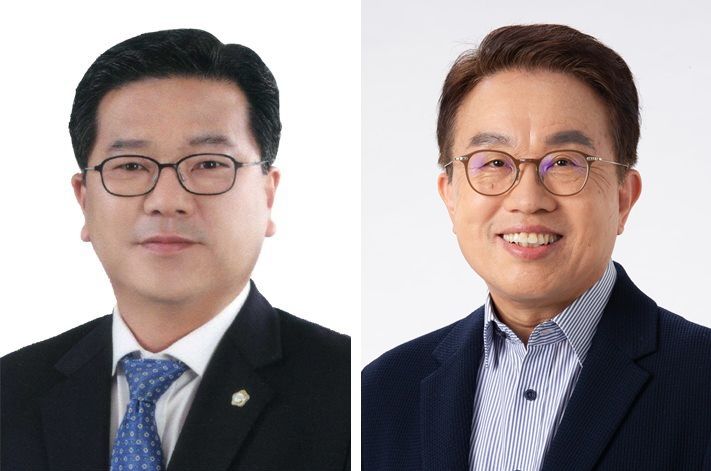 [남원=뉴시스] 남원시장선거 출마예정인 민주당 이정린 예비후보(왼쪽)와 양충모 예비후보(오른쪽). *재판매 및 DB 금지