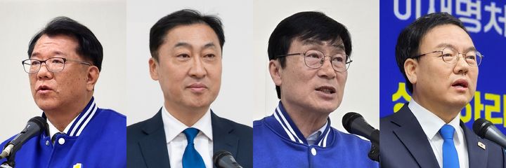 [청주=뉴시스] 왼쪽부터 서민석, 김학관, 이장섭, 박완희 더불어민주당 청주시장 예비후보. photo@newsis.com *재판매 및 DB 금지